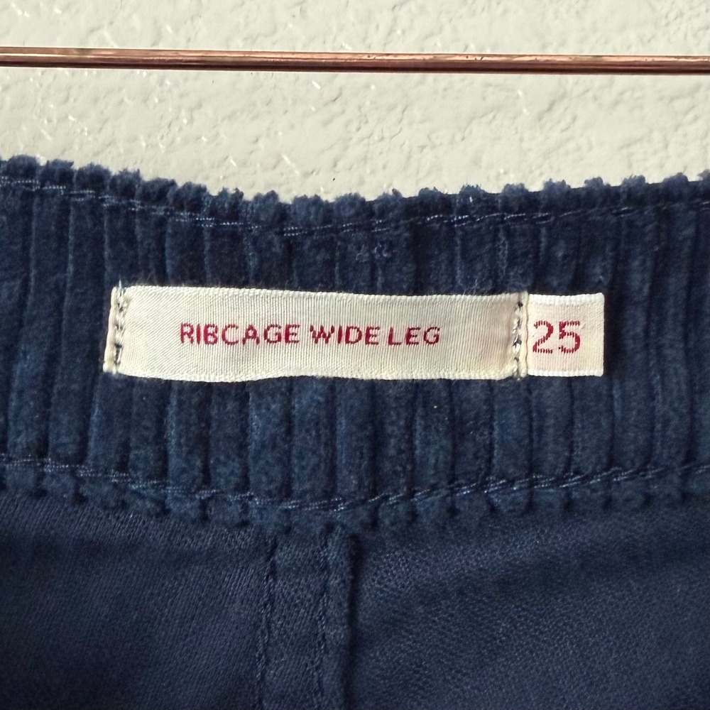 Levis Pants Womens Size 25 Navy Blue Ribcage Wide Leg Corduroy High Rise Boho - Picture 8 of 9